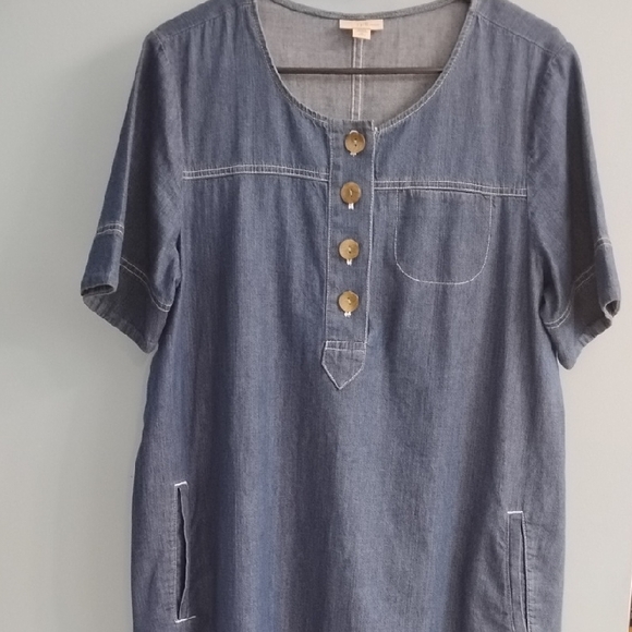 J. Jill Dresses & Skirts - J. Jill Denim Short Sleeve Midi Dress With Pockets Size Medium